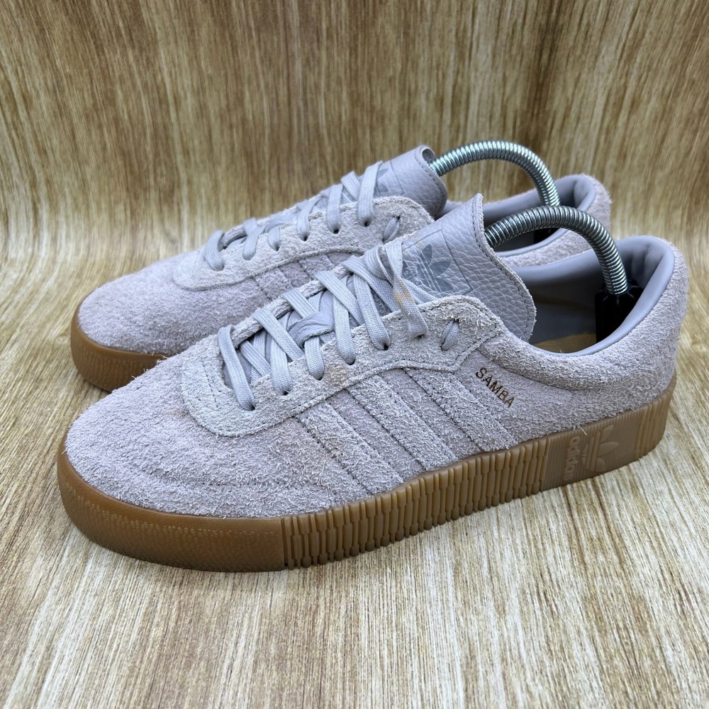 Adidas SambaRose Sneakers Women's Size 10 Gray Gum Suede Platform Shoes B37860 - Picture 3 of 10